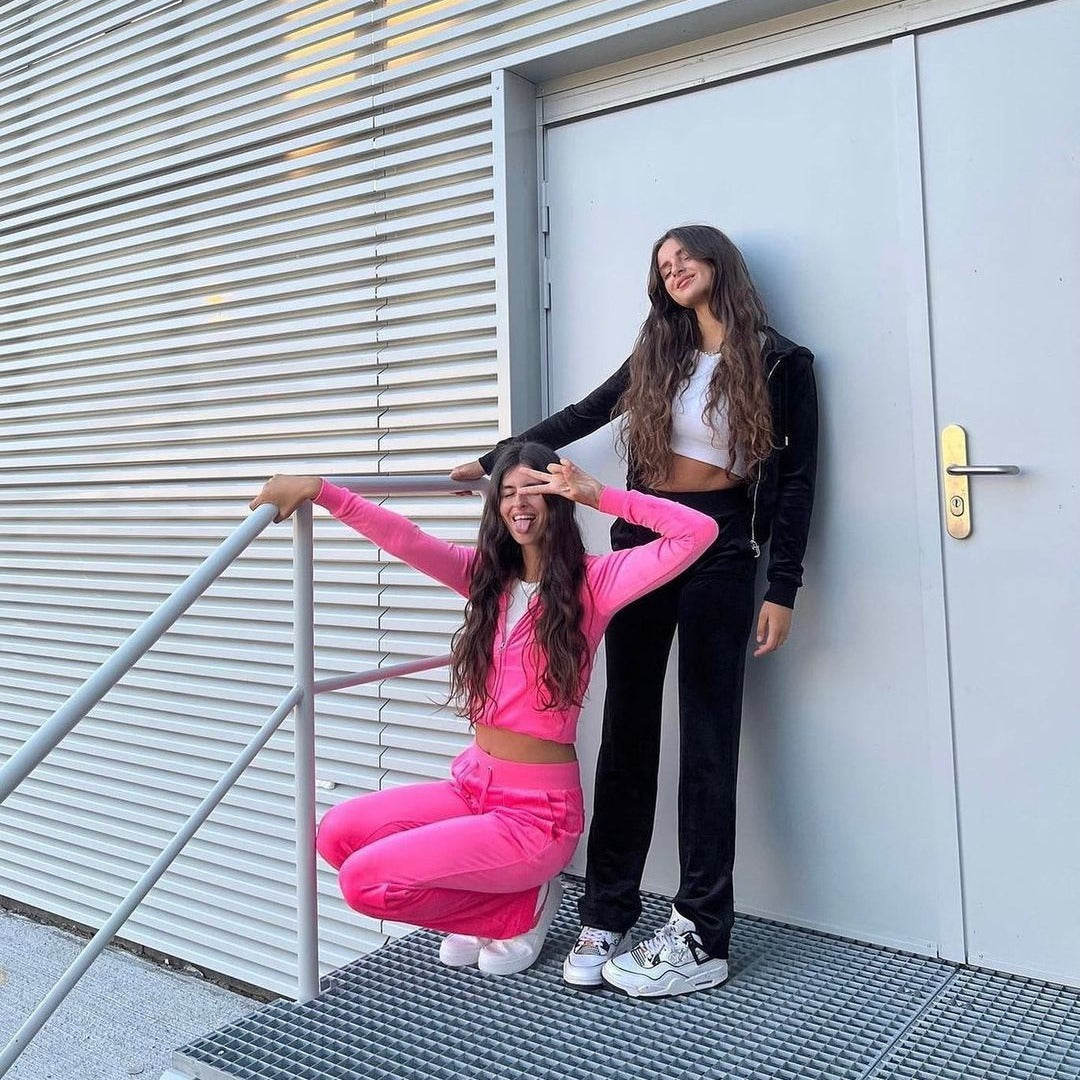 Damen Sportlicher Fleece-Loungewear-Anzug mit Kapuze WW