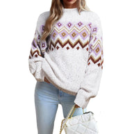 Damen Strickpullover mit geometrischem Muster WW