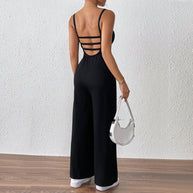 Damen legerer Jumpsuit mit schmalen Spaghetti-Trägern und fließendem Schnitt W&W