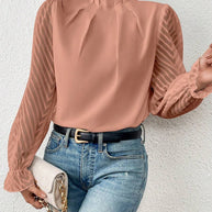 Damen Bluse mit modernen transparenter Ärmel WW