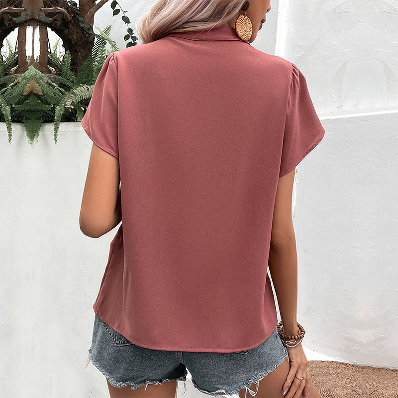 Damen Bluse mit eleganten Puffärmeln und v-förmigem Ausschnitt WW