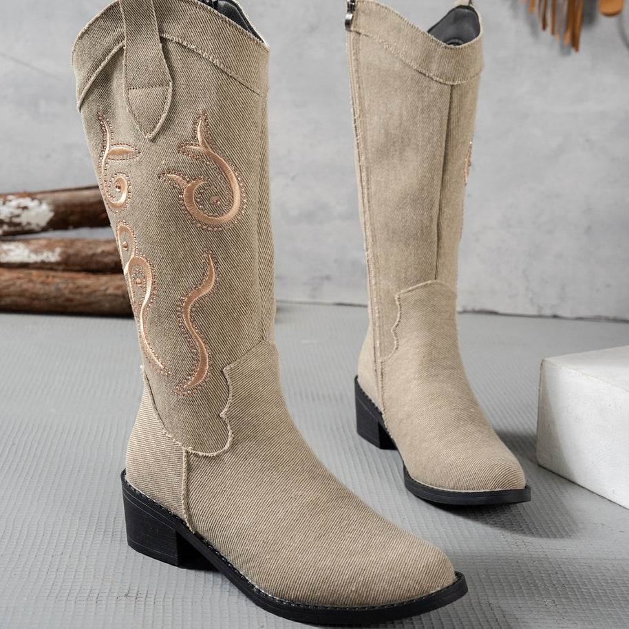 Damen Cowboy-Stiefel mit modischem Stickdesign WW