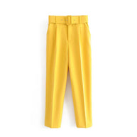 Damen weite Hochbundhose mit schickem Gürtel WW