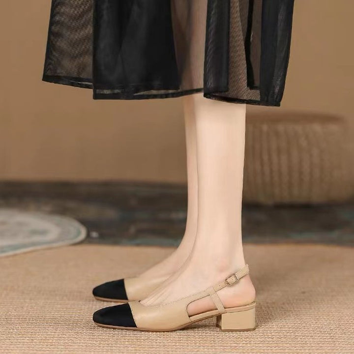 Damen Slingback-Pumps mit komfortablem Blockabsatz und feinem Lederdesign W&W Mode