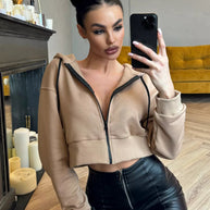 Damen Sportliche Crop-Top Jacke WW