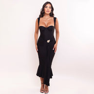 Damen Abendkleid mit elegantem Wickel-Design und strassbesetztem Detail WW