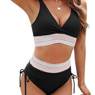 Damen Bikini-Set mit modischem Wickeloberteil und hochgeschnittenen Unterteilen WW
