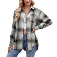 Damen Karierte Oversized Hemdbluse WW