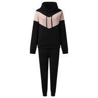 Damen Sportliches Fleece-Lounge-Set mit modernem Farbblockdesign WW