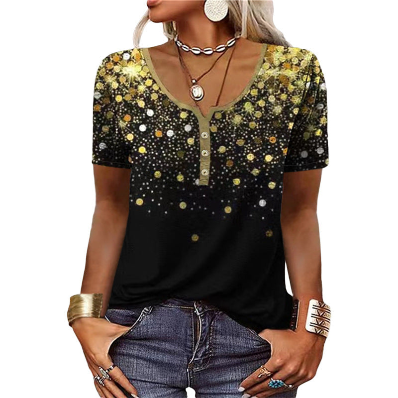 Damen Bluse mit floralem Design und Knopfleiste WW