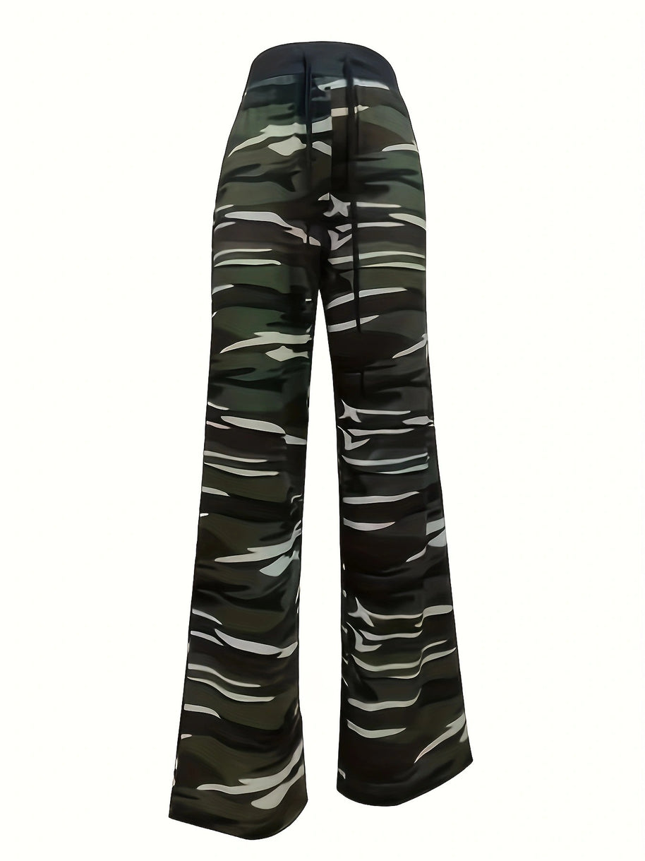 Damen Bequeme Cargohose mit elastischem Bund und stylishen Camouflagemuster WW