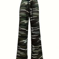 Damen Bequeme Cargohose mit elastischem Bund und stylishen Camouflagemuster WW