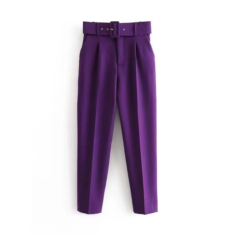 Damen weite Hochbundhose mit schickem Gürtel WW