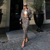 Damen sportliche Bomberjacke und Midirock Set WW