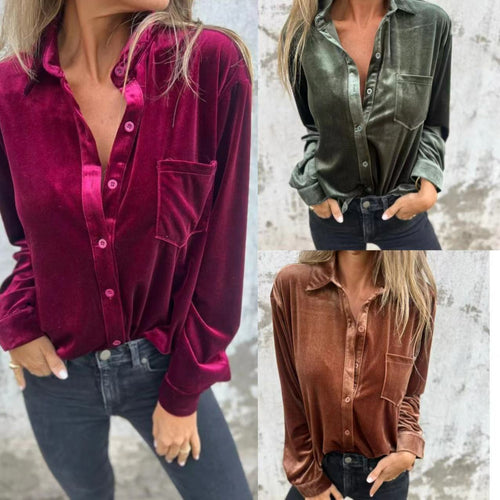 Damen satintop mit eleganter Knopfleiste WW