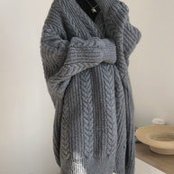 WW Retro einfach verdickt lose verdrehte lange Strickjacke