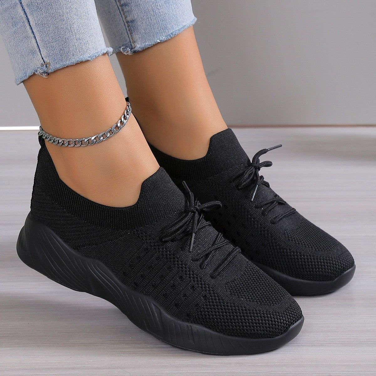 Damen atmungsaktive Slip-On Sportschuhe mit flexiblem Obermaterial WW