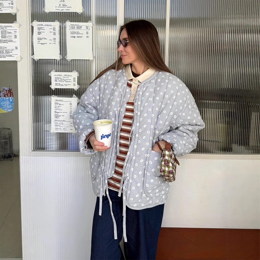 Damen Steppjacke mit großflächigen Punkten und lockerer Passform WW