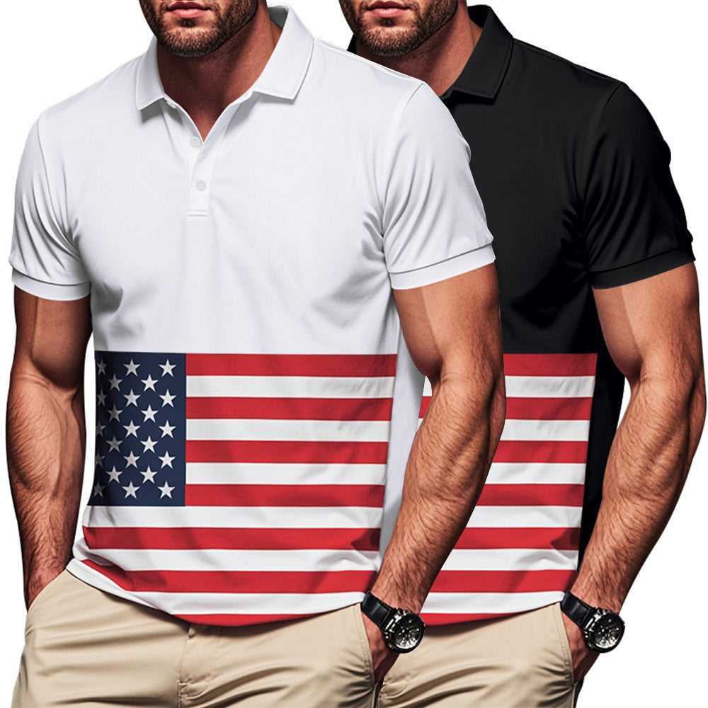 Herren Poloshirt mit Flaggenmuster WW