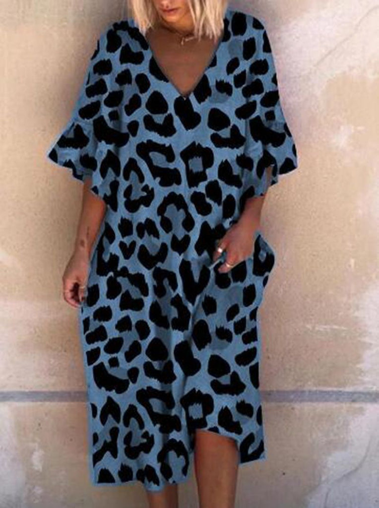 Damen Ärmelloses Kaftan Kleid im Leopardenmuster WW
