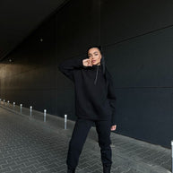 Damen sportliches Fleece-Set mit hohem Kragen und praktischen Reißverschlusselementen WW