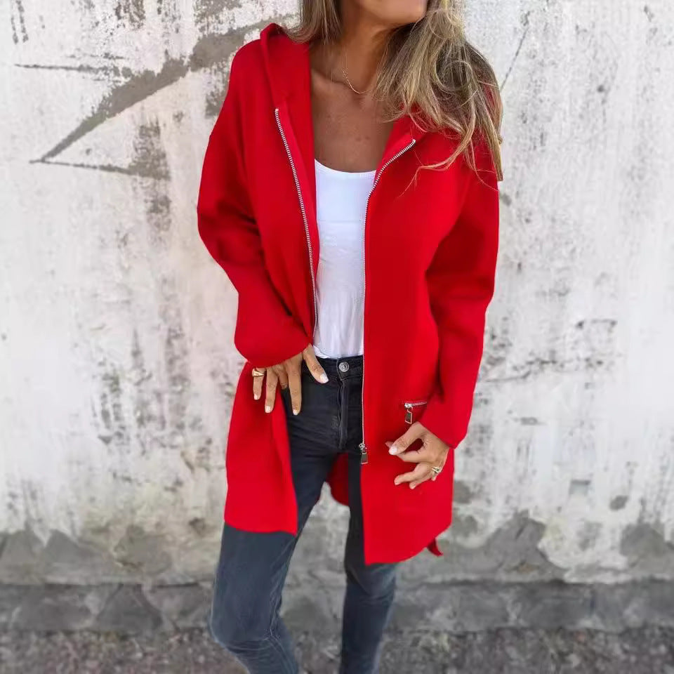Damen stylische Gemütliche Jacke mit Kapuze W&W Mode