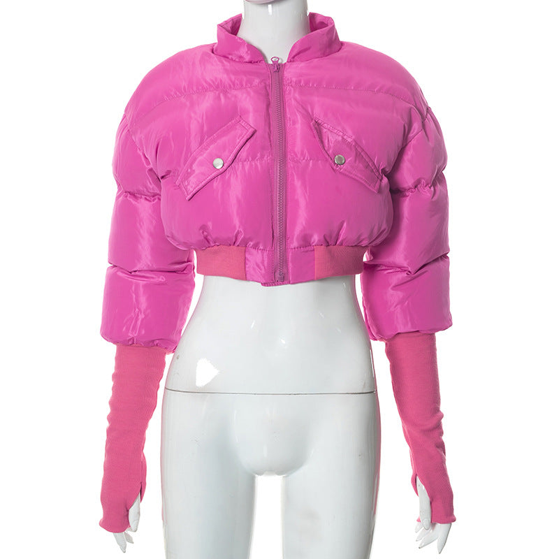 Damen Gekürzte Pufferjacke mit Verlängerten Ärmeln WW