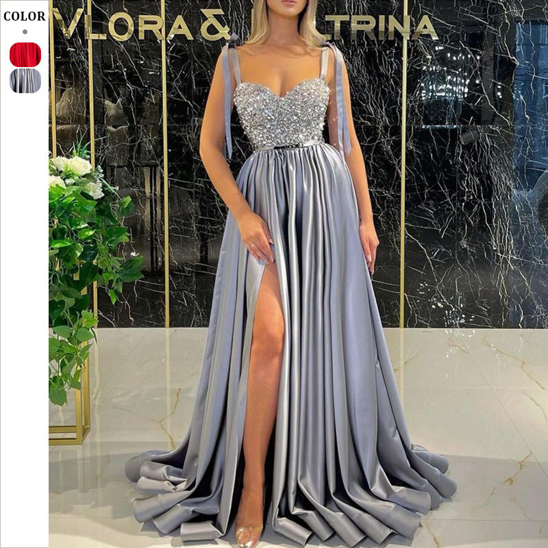 Damen Elegantes Abendkleid mit schimmerndem Oberteil und fließendem Rock WW