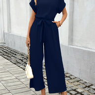 Damen Jumpsuit mit weitem Bein und Taillengürtel WW