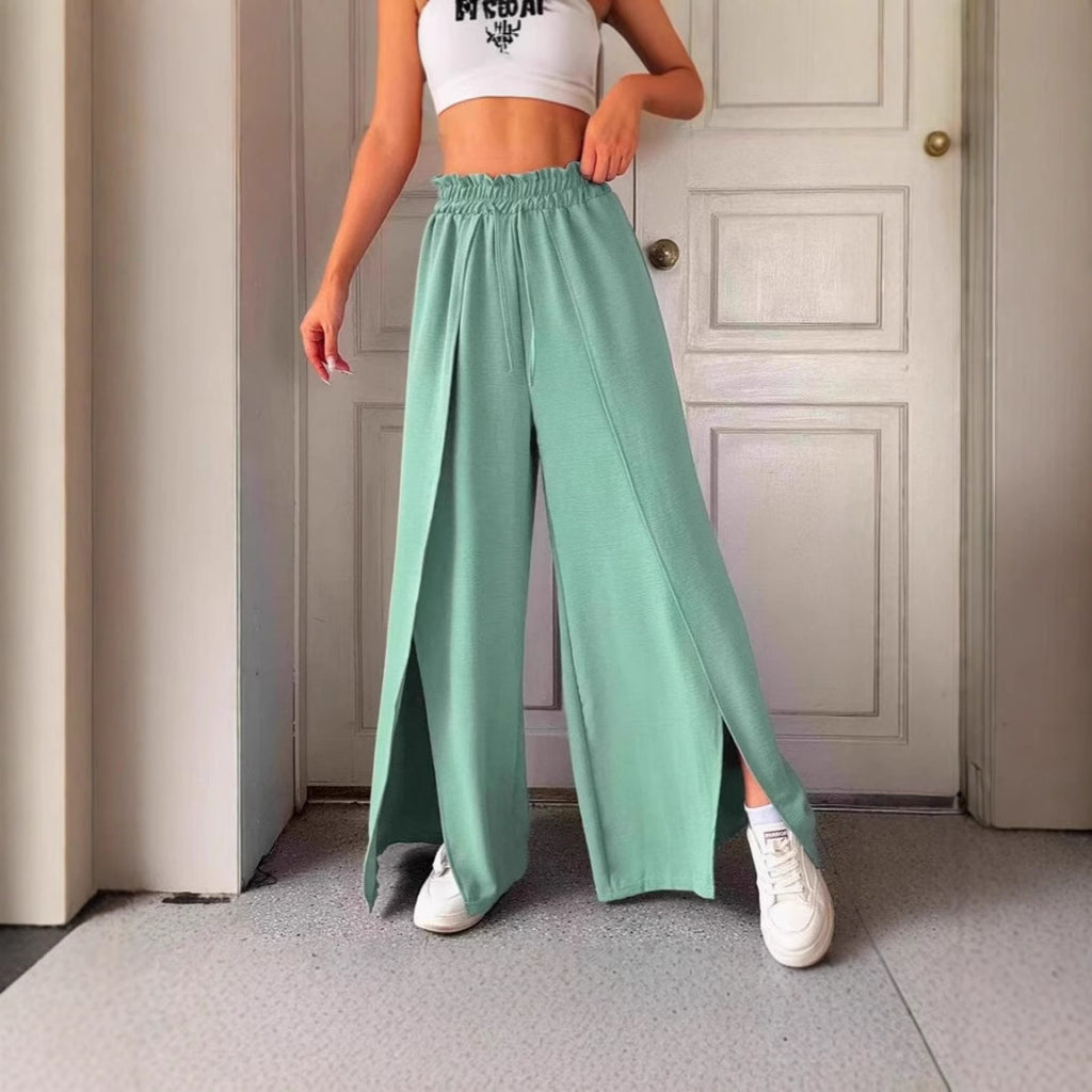 Damen weit geschnittene Schlupfhose mit seitlichen Schlitzen WW