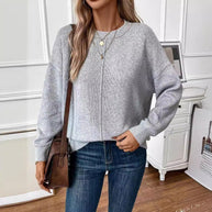 Damen Bequemer und stilvoller Oversized Pullover mit langen Ärmeln WW