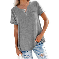 Damen Freizeit T-Shirt mit Knopfleiste und Brusttasche WW
