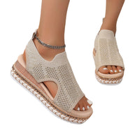 Damen Smart Casual Plateau Sandalen mit atmungsaktivem Obermaterial und rutschfester Sohle WW