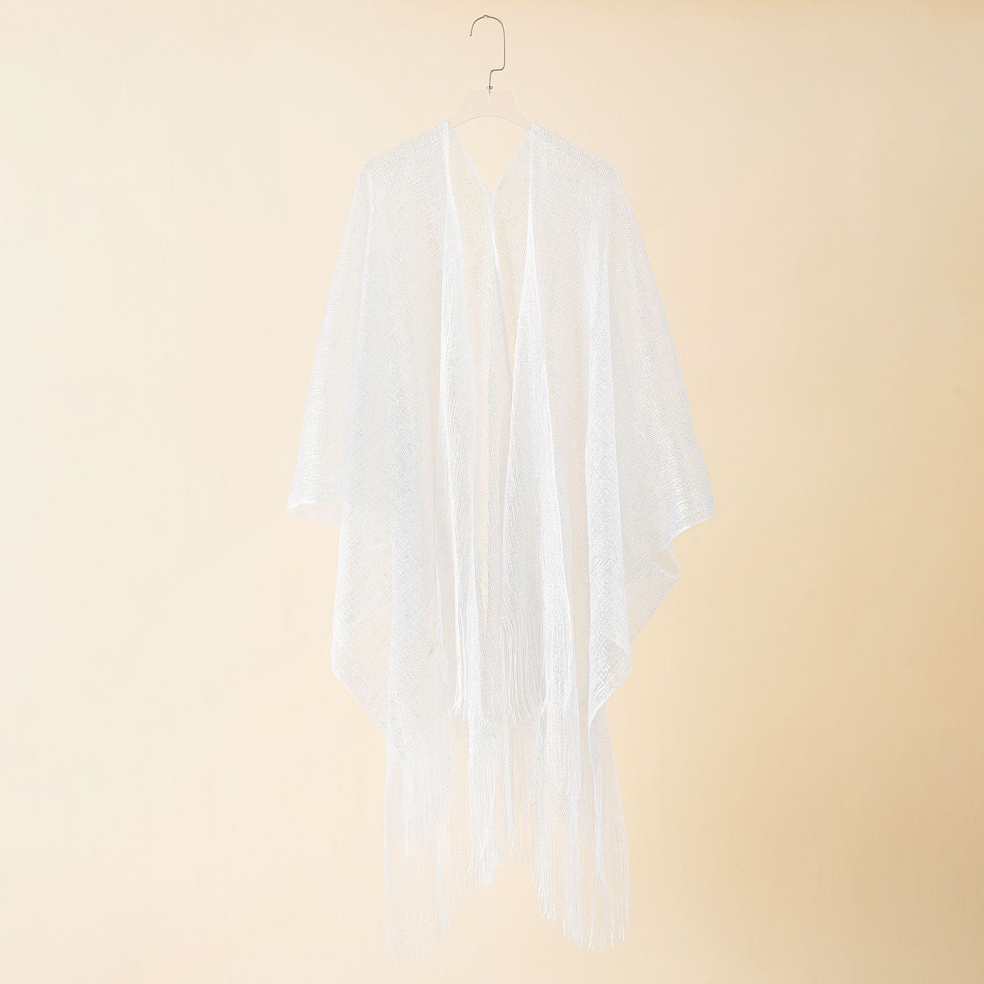 Damen Fransen-Kimono aus transparenter, luftiger Struktur WW