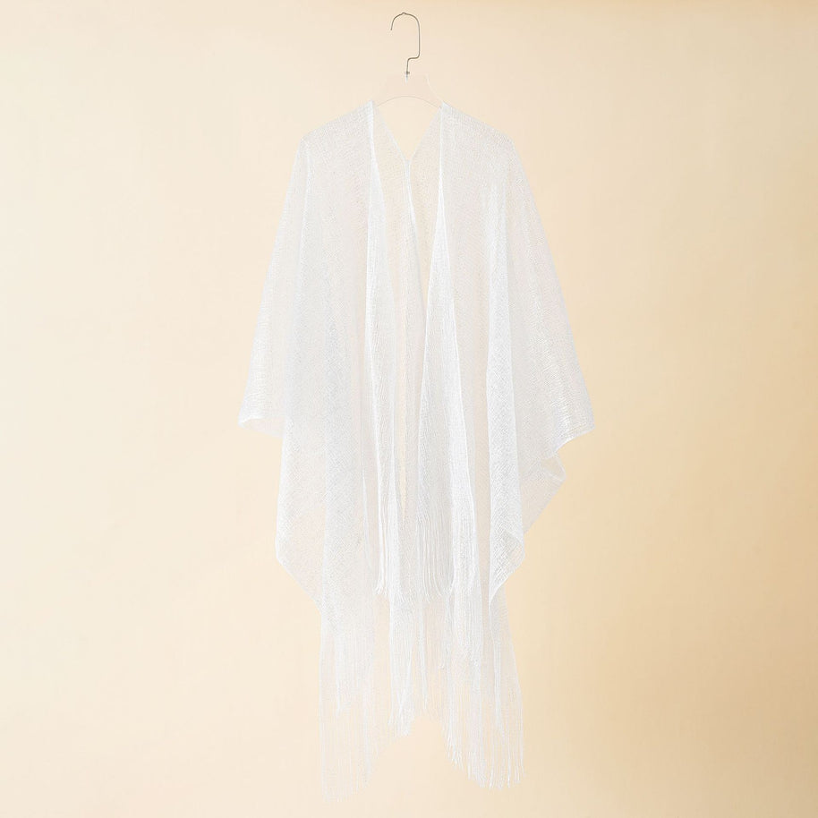 Damen Fransen-Kimono aus transparenter, luftiger Struktur WW