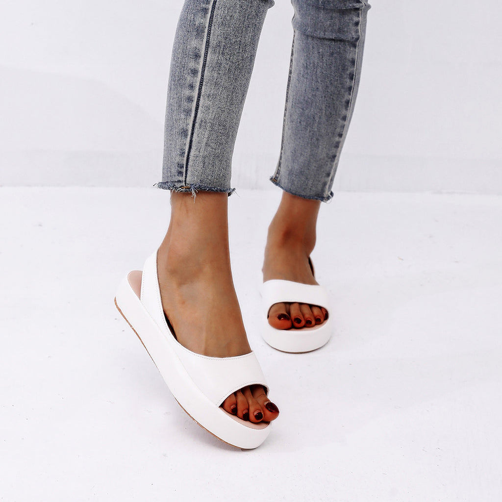 Damen Slingback Sandalen mit modischem Plateau und verstellbarem Riemen WW