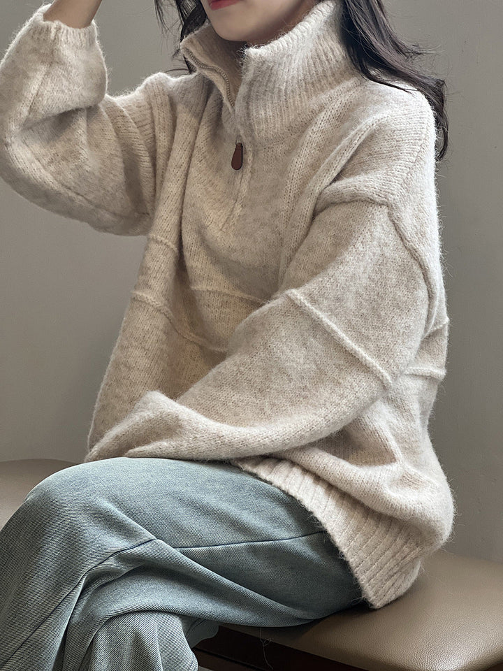 W&W Mode Soft Touch Halzip-Pullover mit Stehkragen