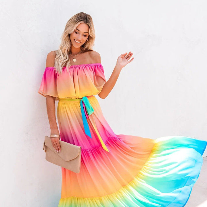 Damen Maxikleid mit schulterfreiem Design von W&W Mode