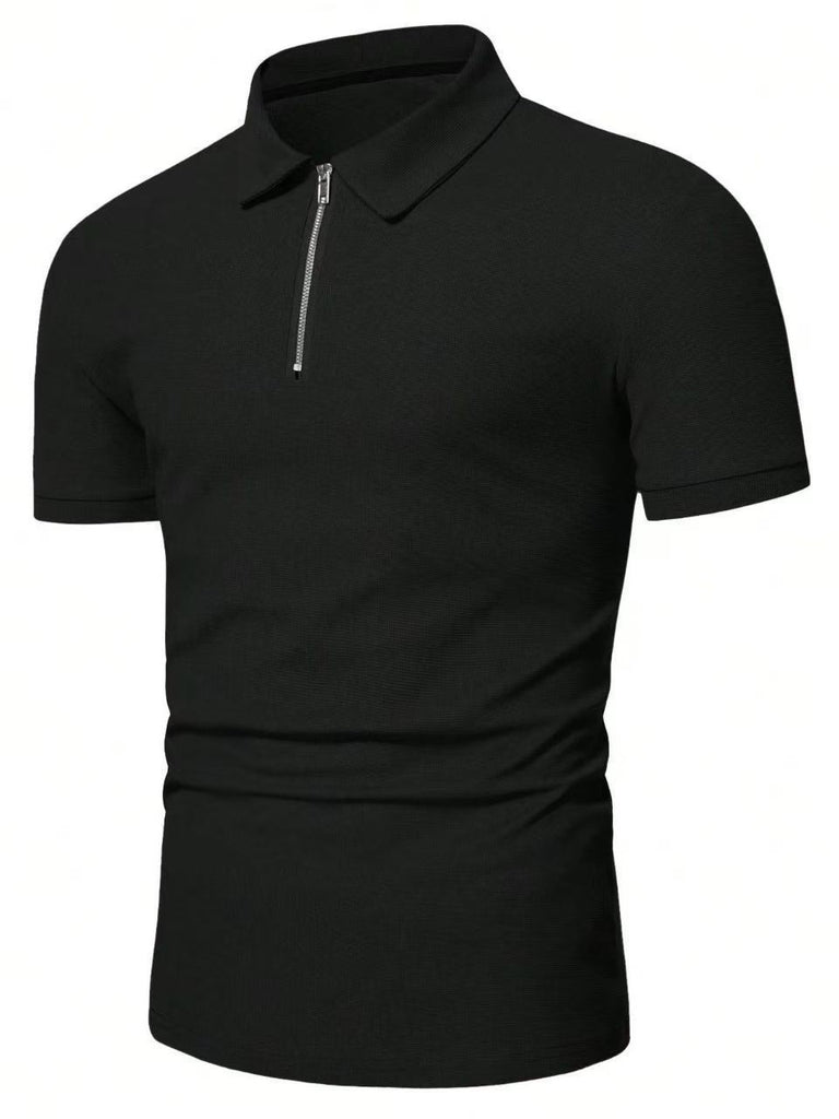 Herren Poloshirt mit kurzem Reißverschluss und atmungsaktiver Textur WW