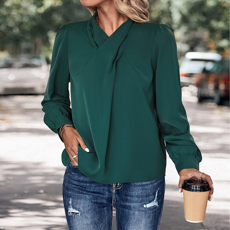 Damen Bluse mit lässiger Eleganz und dekorativen Falten WW