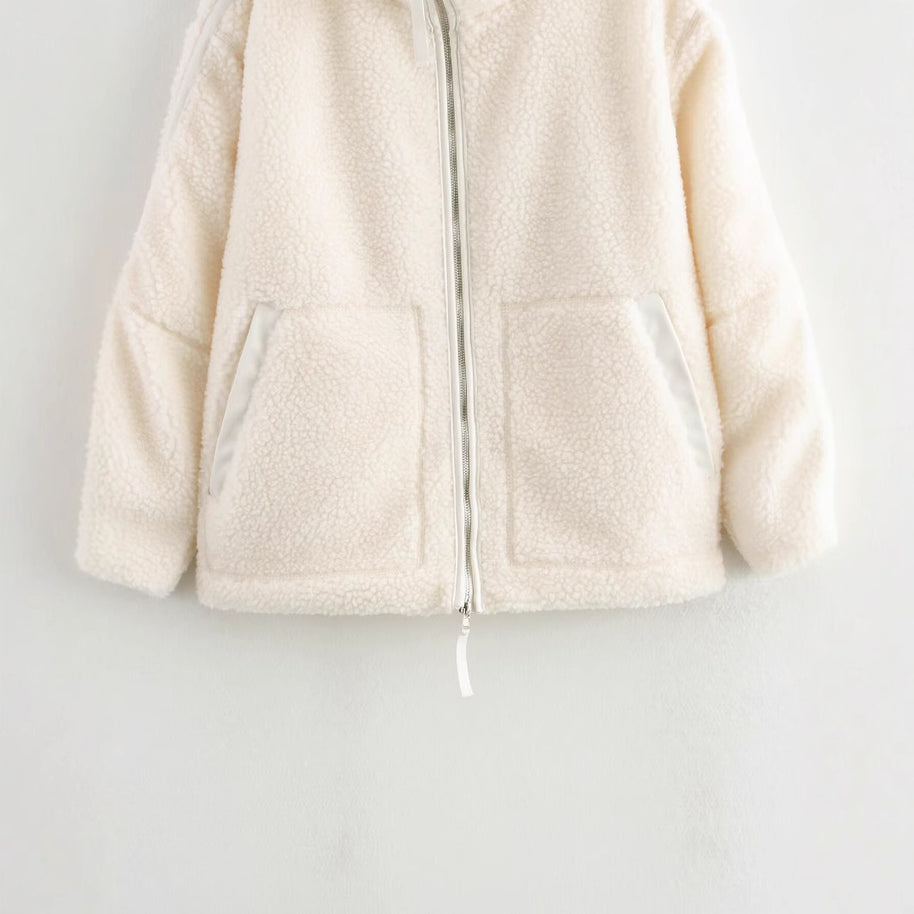 Damen Fleecejacke mit weichem Teddyfell und praktischen Taschen WW