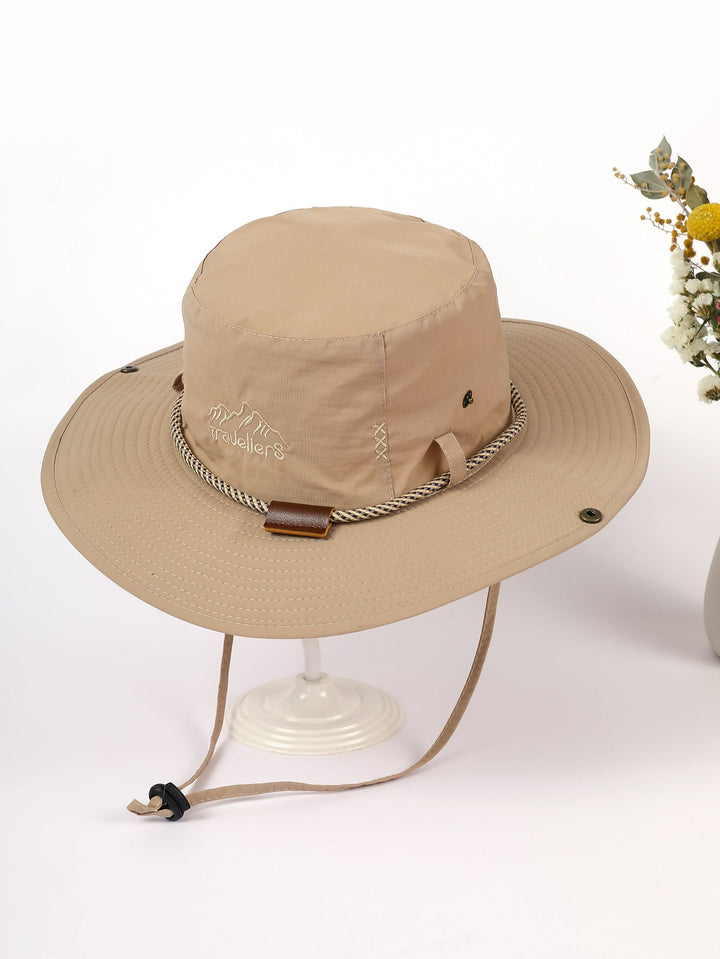 Damen Sonnenhut mit breiter Krempe und integriertem Nackenband W&W Mode