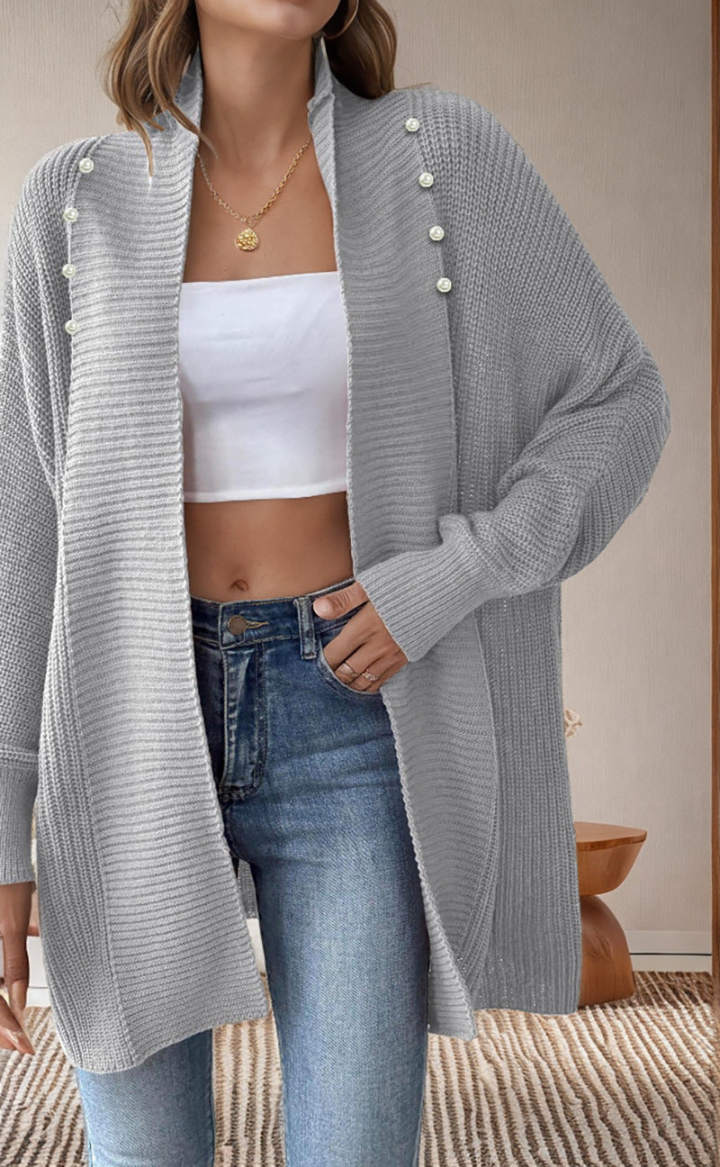 Damen Strickjacke mit dekorativen Knopfdetails und offenem Schnitt WW