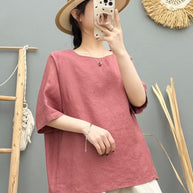 Damen Relaxed Fit Leinen Oversized Top WW