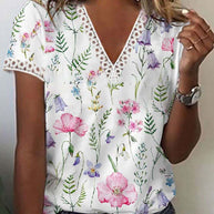 WW | Elegantes Kurzarm-V-Ausschnitt-T-Shirt für Frauen