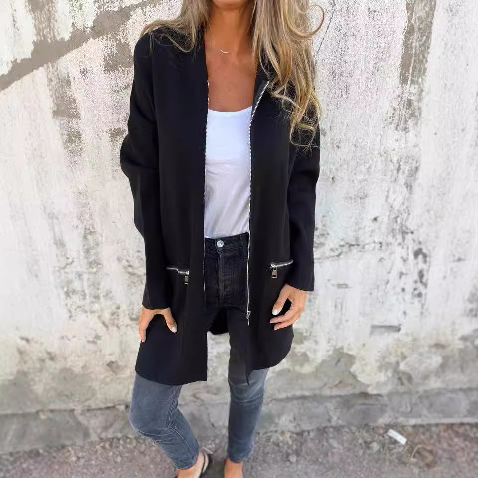 Damen stylische Gemütliche Jacke mit Kapuze W&W Mode