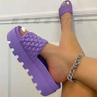Damen bequeme Platform-Sandalen mit geflochtenem Obermaterial und ergonomischem Fußbett WW