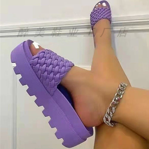 Damen bequeme Platform-Sandalen mit geflochtenem Obermaterial und ergonomischem Fußbett WW