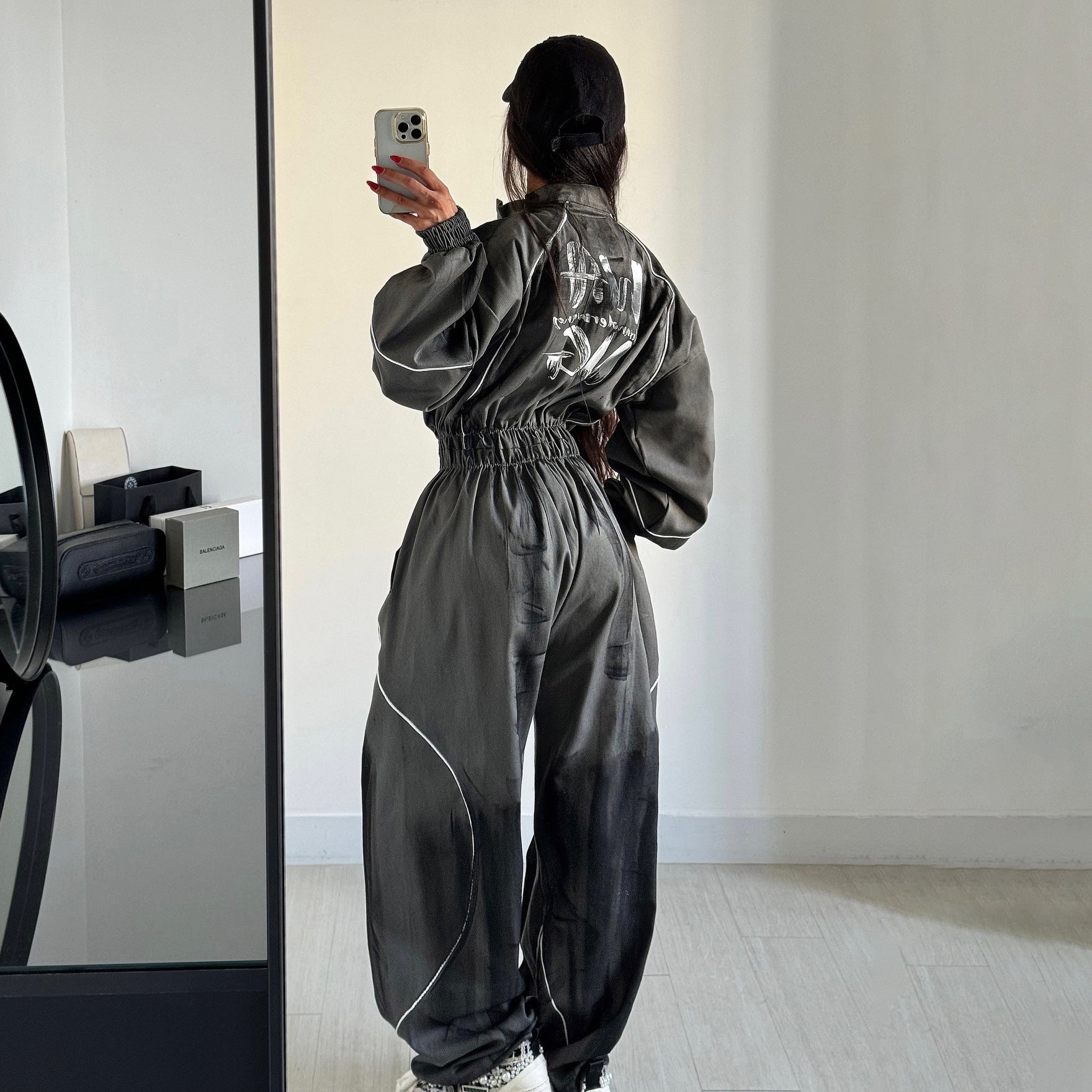 Damen Sportlicher Jumpsuit mit weiten Beinen und elastischem Bund WW