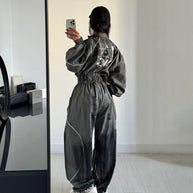 Damen Sportlicher Jumpsuit mit weiten Beinen und elastischem Bund WW